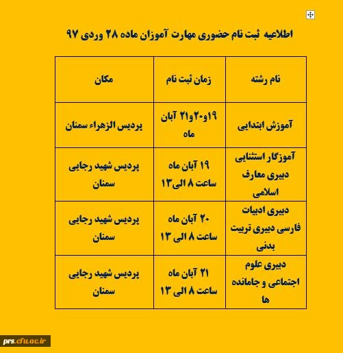 زمان و مکان ثبت نام مهارت آموزان ماده 28 ورودی 1397 3